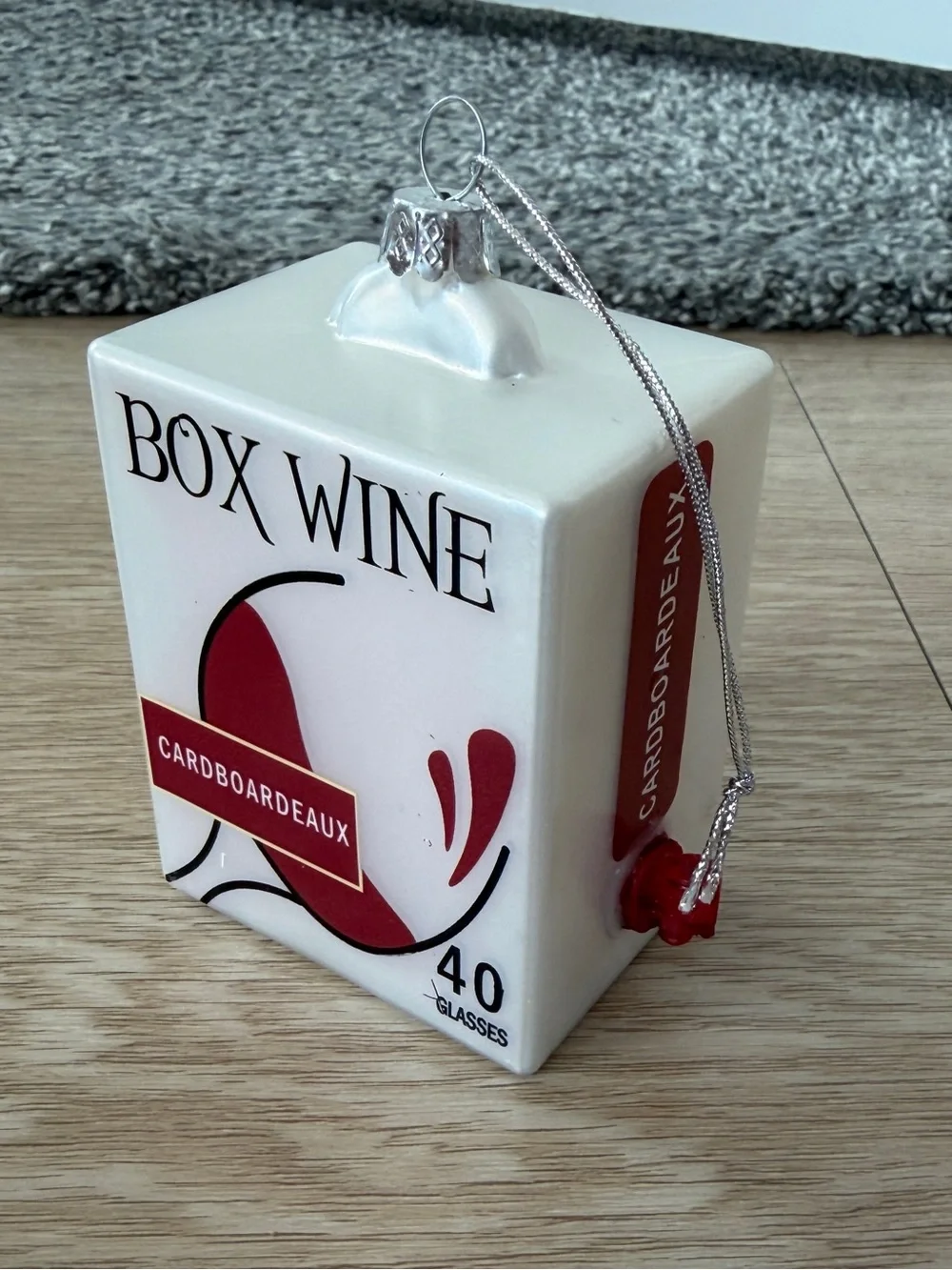 Cody Foster Boxed Red Wine Glass Ornament CARDBOARDEAUX (peel on back, see pics)